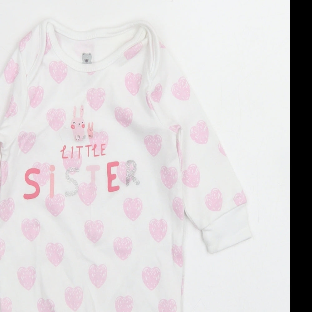 Bluezoo Girls White Polka Dot Cotton Babygrow One-Piece Size 3-6 Months  Snap - Little Sister