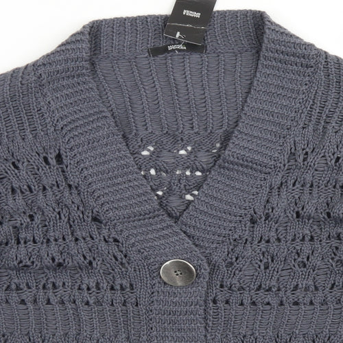 Marks & Spencer Womens Blue V-Neck  Acrylic Cardigan Jumper Size 16