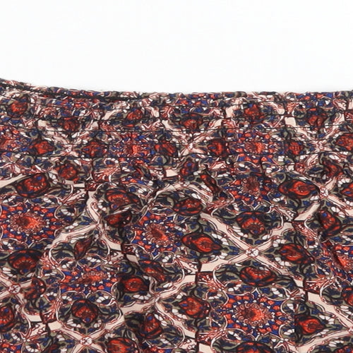 Topshop Womens Red Floral Viscose Cropped Blouse Size 6 Off the Shoulder