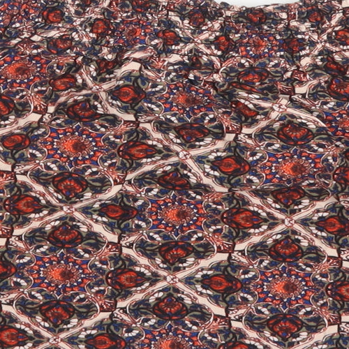 Topshop Womens Red Floral Viscose Cropped Blouse Size 6 Off the Shoulder