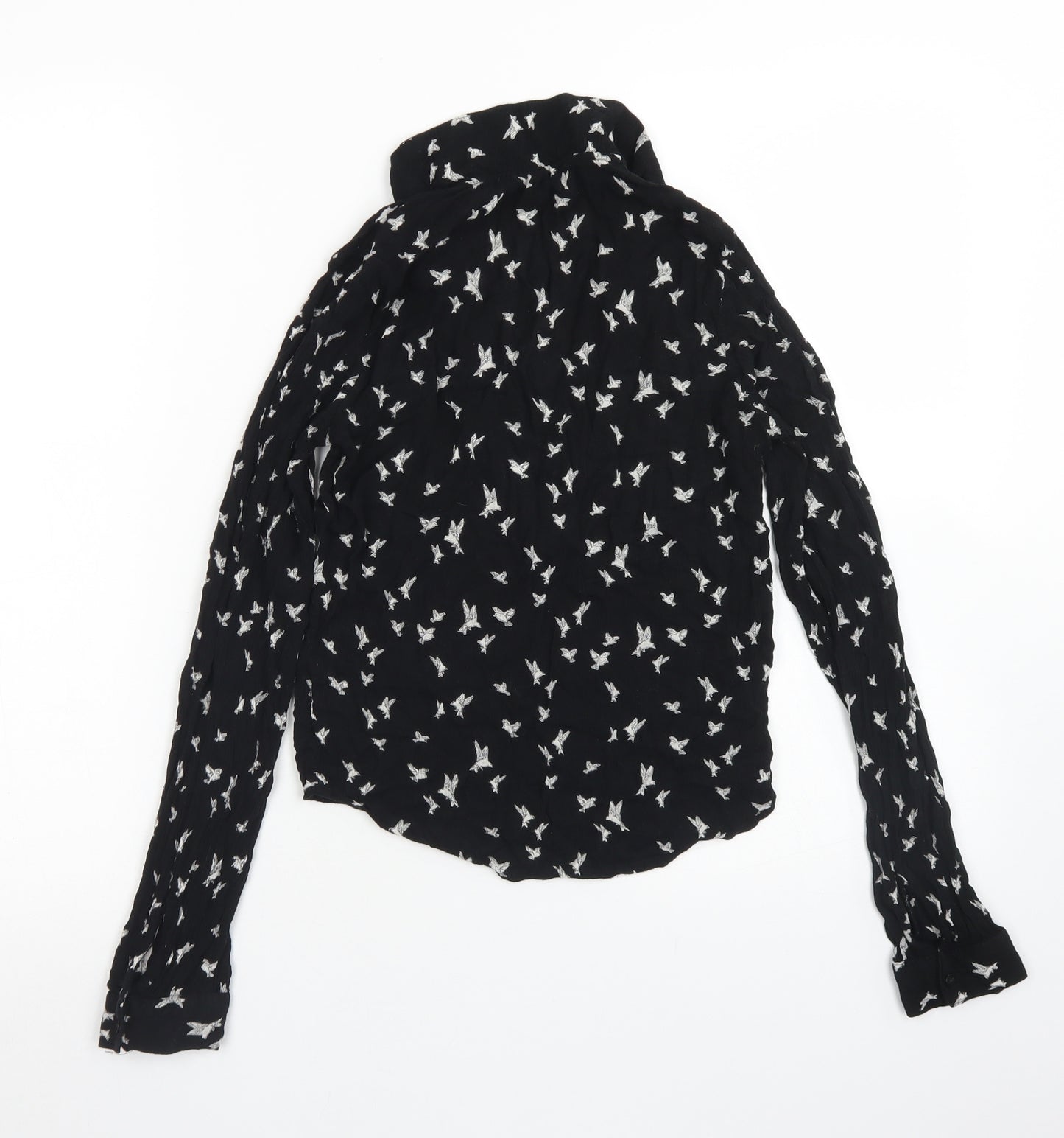 Divided Womens Black Floral Viscose Basic Blouse Size 6 V-Neck