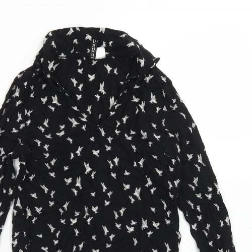 Divided Womens Black Floral Viscose Basic Blouse Size 6 V-Neck