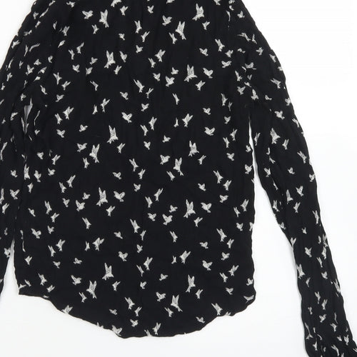 Divided Womens Black Floral Viscose Basic Blouse Size 6 V-Neck