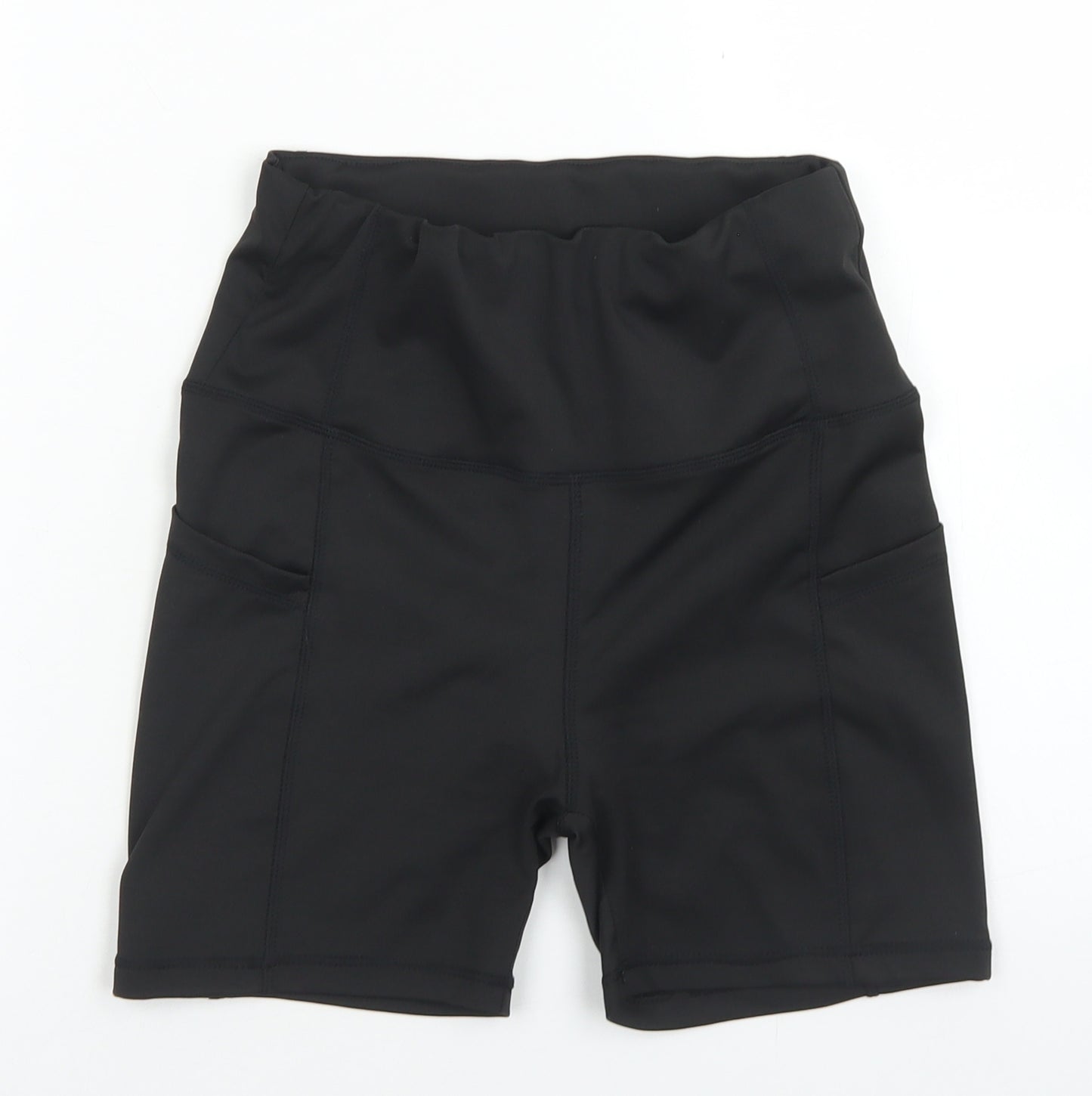 Preworn Womens Black  Polyester Compression Shorts Size S L3 in Regular