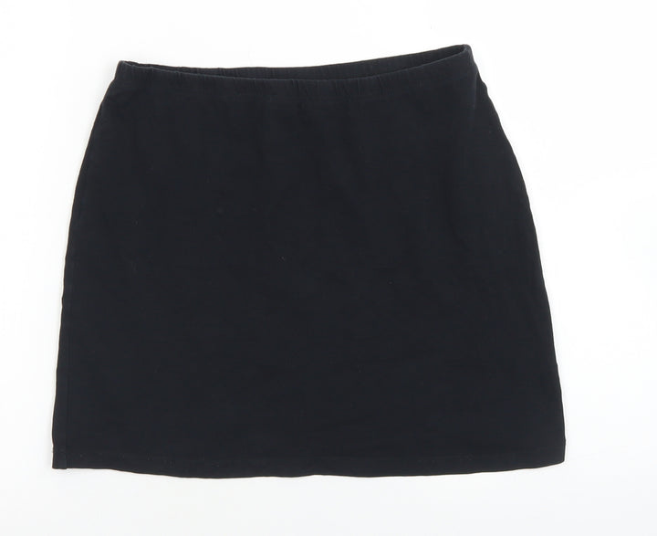 Internacionale Womens Black Cotton A-Line Skirt Size 12