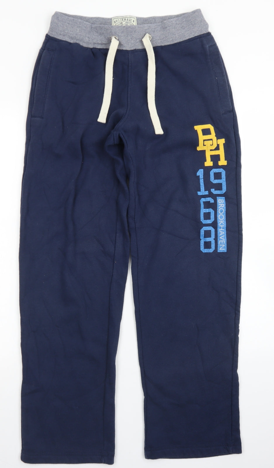 Brookhaven Mens Blue  Cotton Jogger Trousers Size S L27 in Regular Drawstring