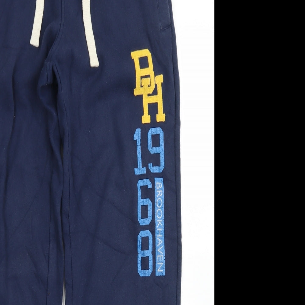 Brookhaven Mens Blue  Cotton Jogger Trousers Size S L27 in Regular Drawstring
