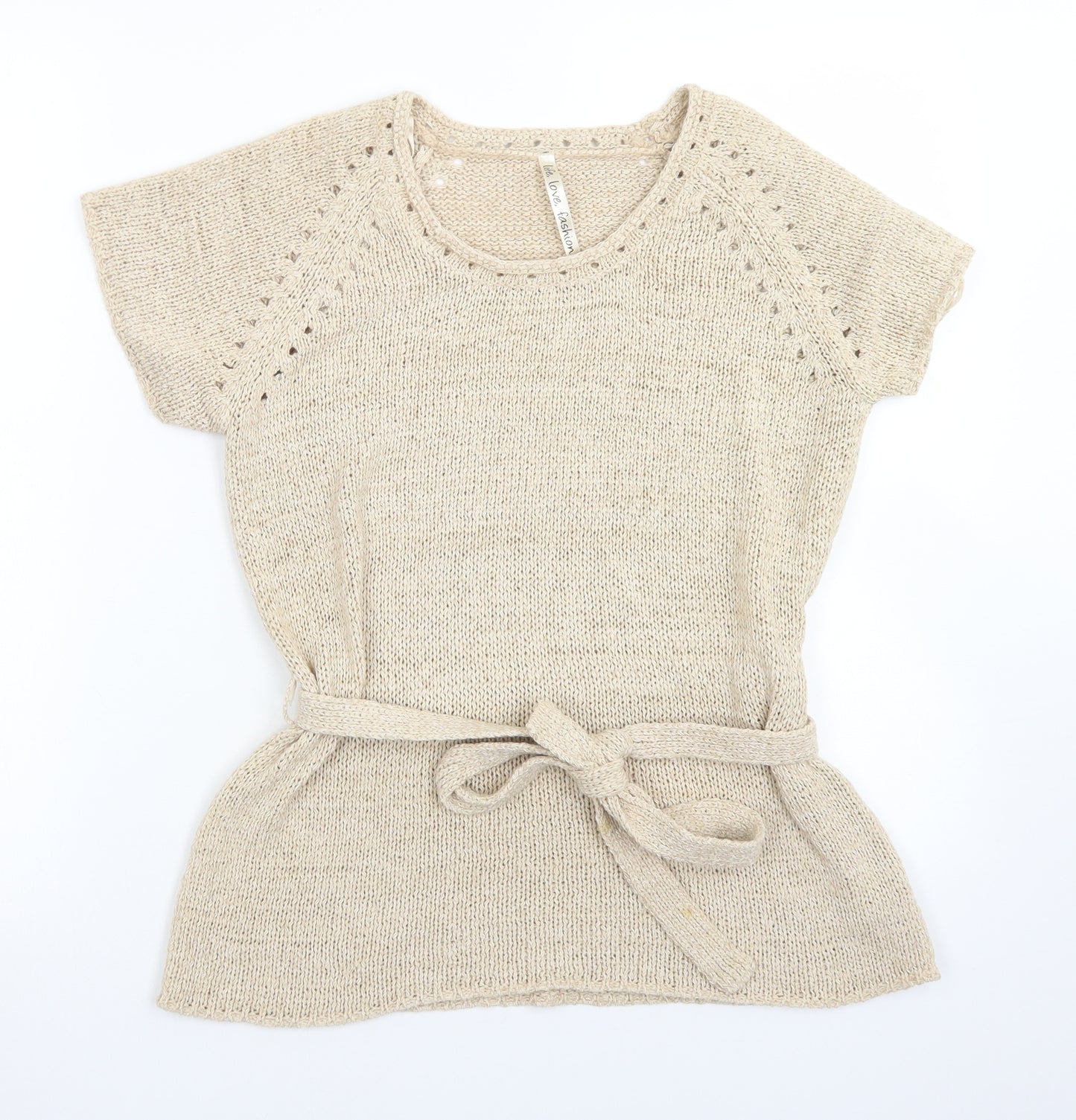 E-vie Womens Brown Crew Neck  Acrylic Pullover Jumper Size 14
