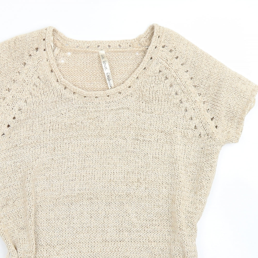E-vie Womens Brown Crew Neck  Acrylic Pullover Jumper Size 14
