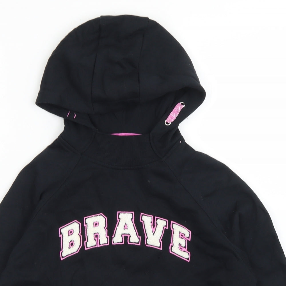 Primark Girls Black  Cotton Pullover Hoodie Size 9-10 Years