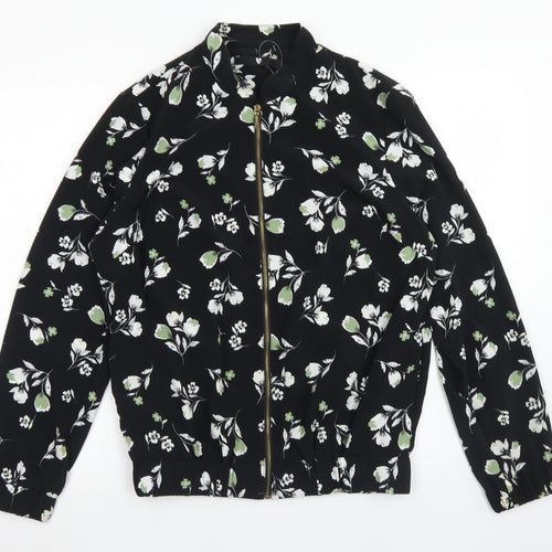 V by Very Womens Black Floral  Jacket  Size 12  Zip