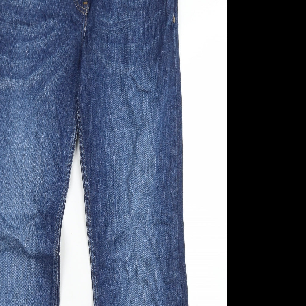 Fat Face Womens Blue  Cotton Flared Jeans Size 12 L32 in Regular Button