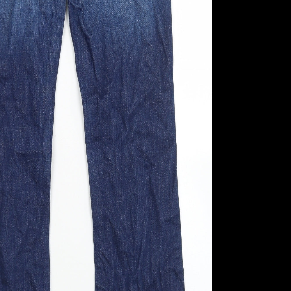 Fat Face Womens Blue  Cotton Flared Jeans Size 12 L32 in Regular Button