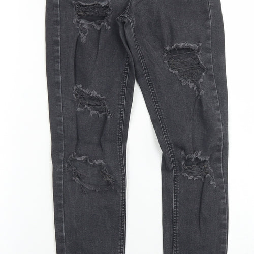 Topshop Womens Black  Cotton Skinny Jeans Size 25 in L32 in Regular Button