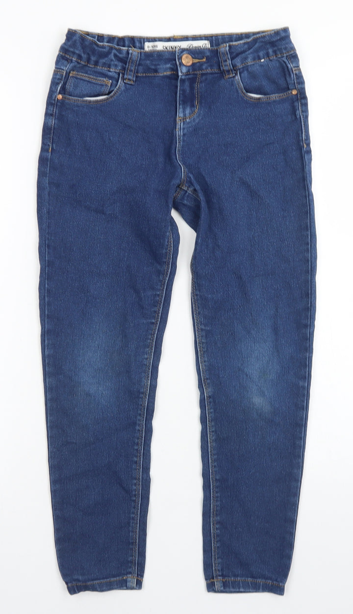 Denim Co Girls Blue Cotton Skinny Jeans Size 9-10 Years Regular Button