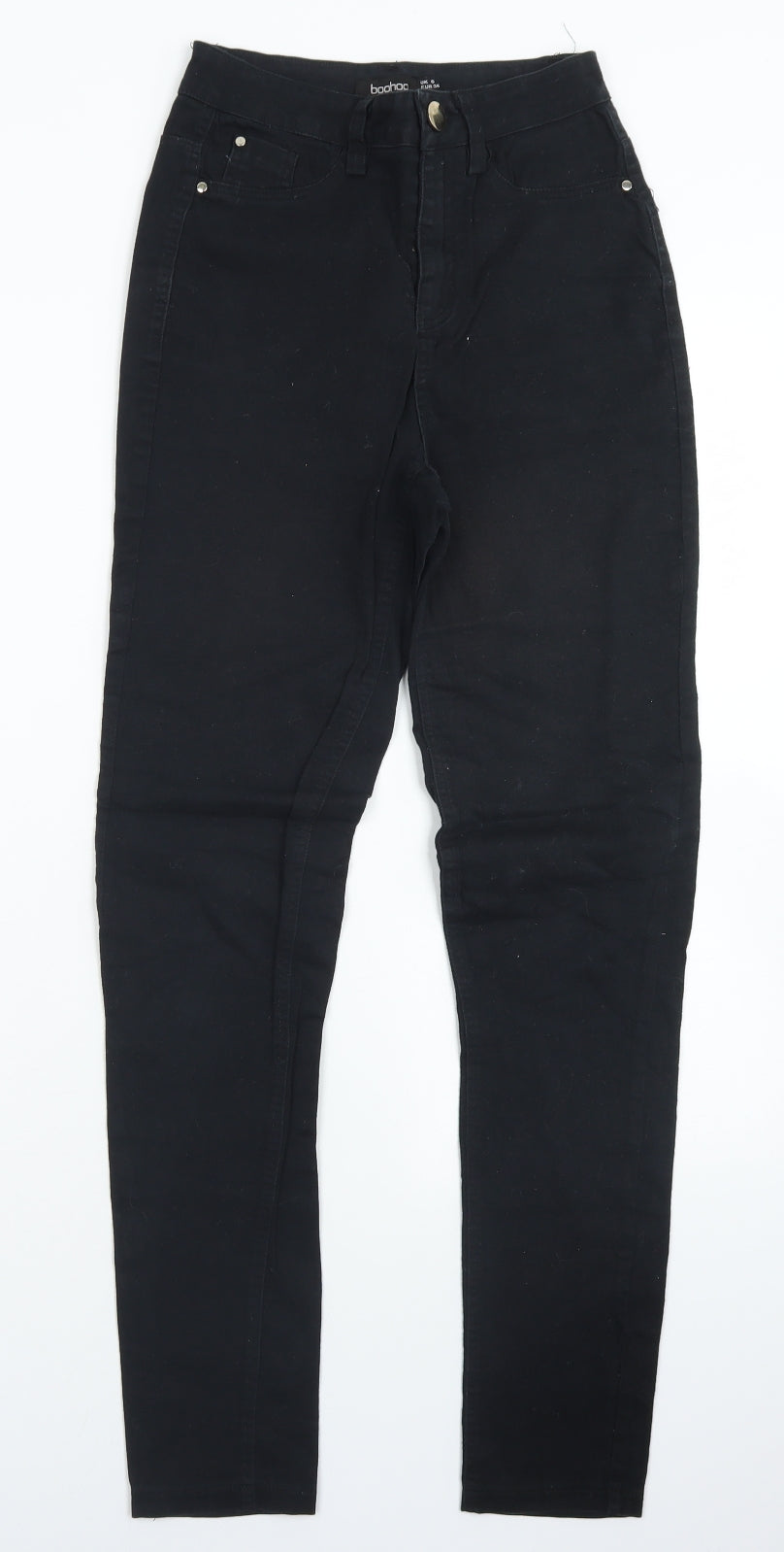 Boohoo Womens Black  Polyester Skinny Jeans Size 6 L27 in Regular Button