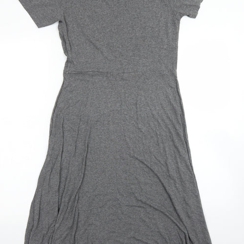 H&M Womens Grey  Viscose Skater Dress  Size M  Crew Neck