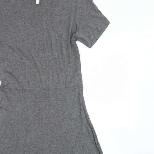 H&M Womens Grey  Viscose Skater Dress  Size M  Crew Neck