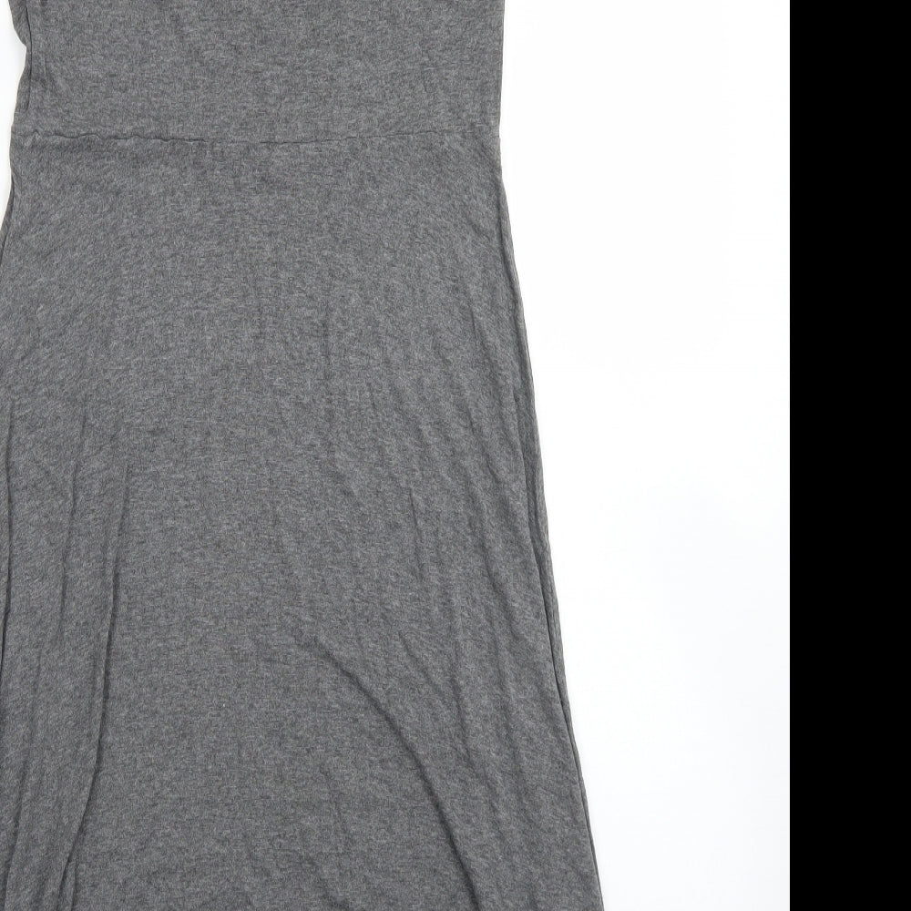 H&M Womens Grey  Viscose Skater Dress  Size M  Crew Neck