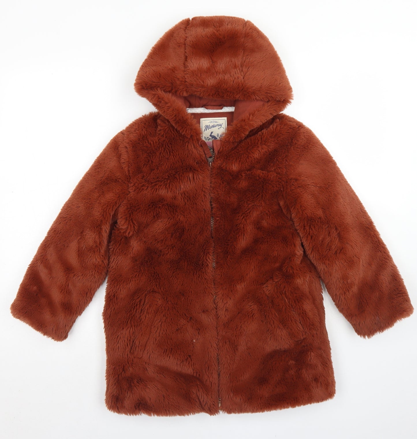 Mantaray Girls Brown   Overcoat Coat Size 7-8 Years  Zip