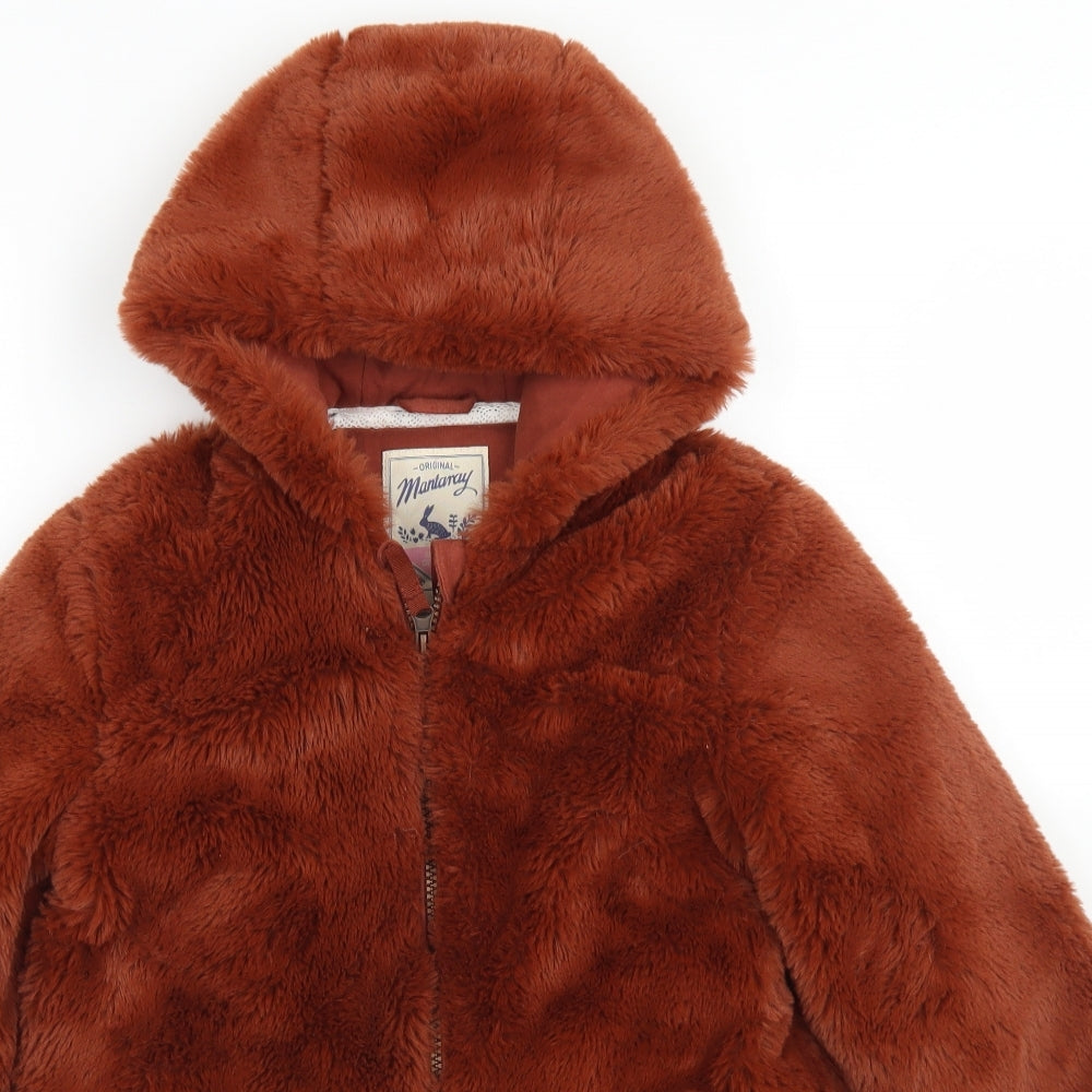 Mantaray Girls Brown   Overcoat Coat Size 7-8 Years  Zip