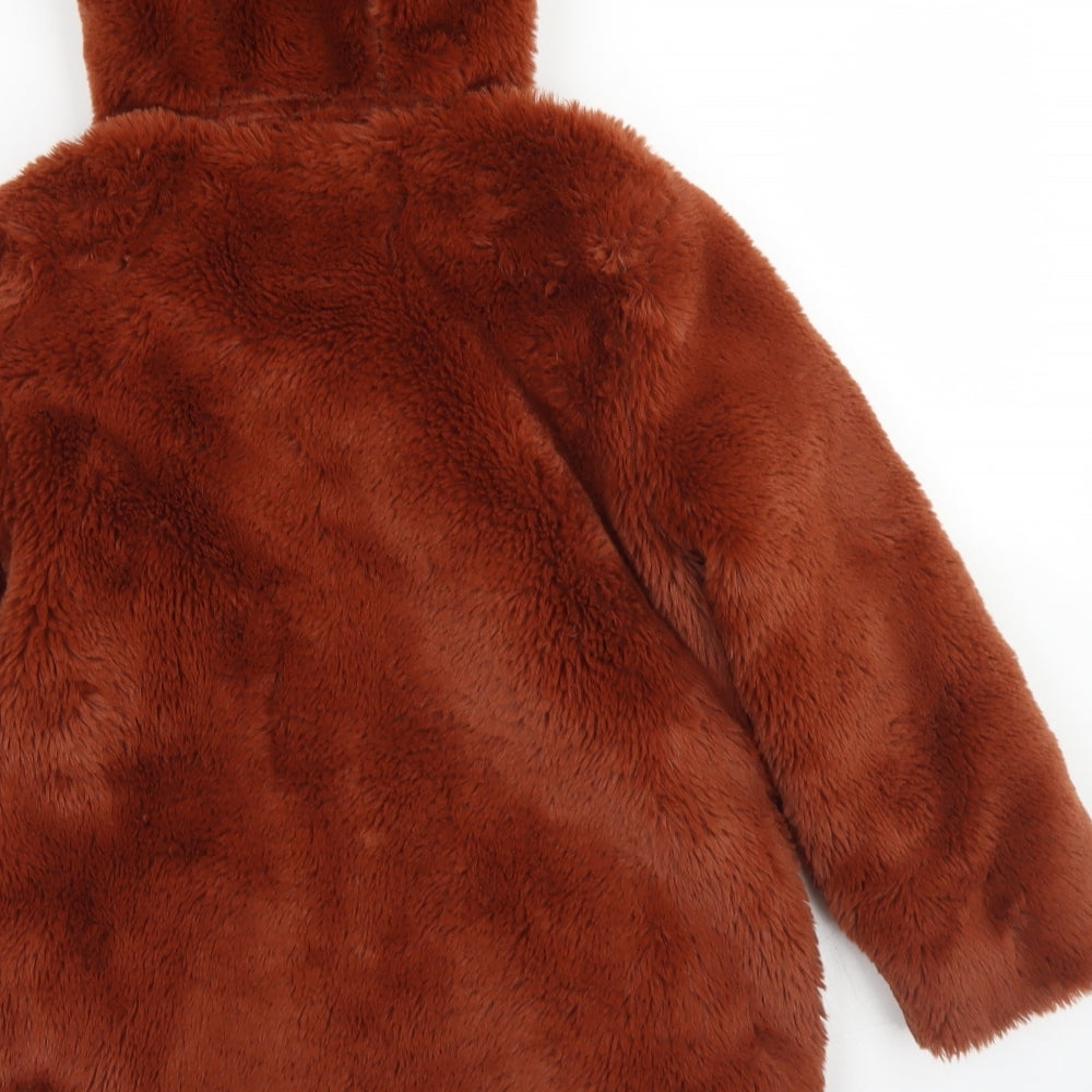 Mantaray Girls Brown   Overcoat Coat Size 7-8 Years  Zip