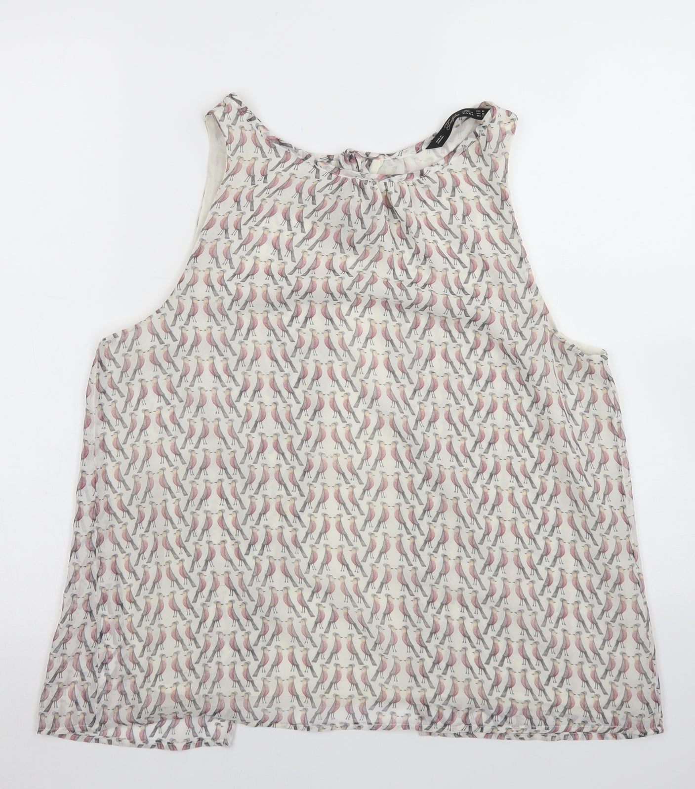 Zara Womens White  Polyester Basic Blouse Size M Round Neck