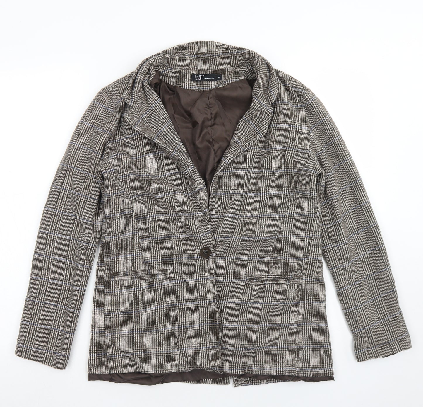 Corset Womens Brown Plaid Cotton Jacket Blazer Size L