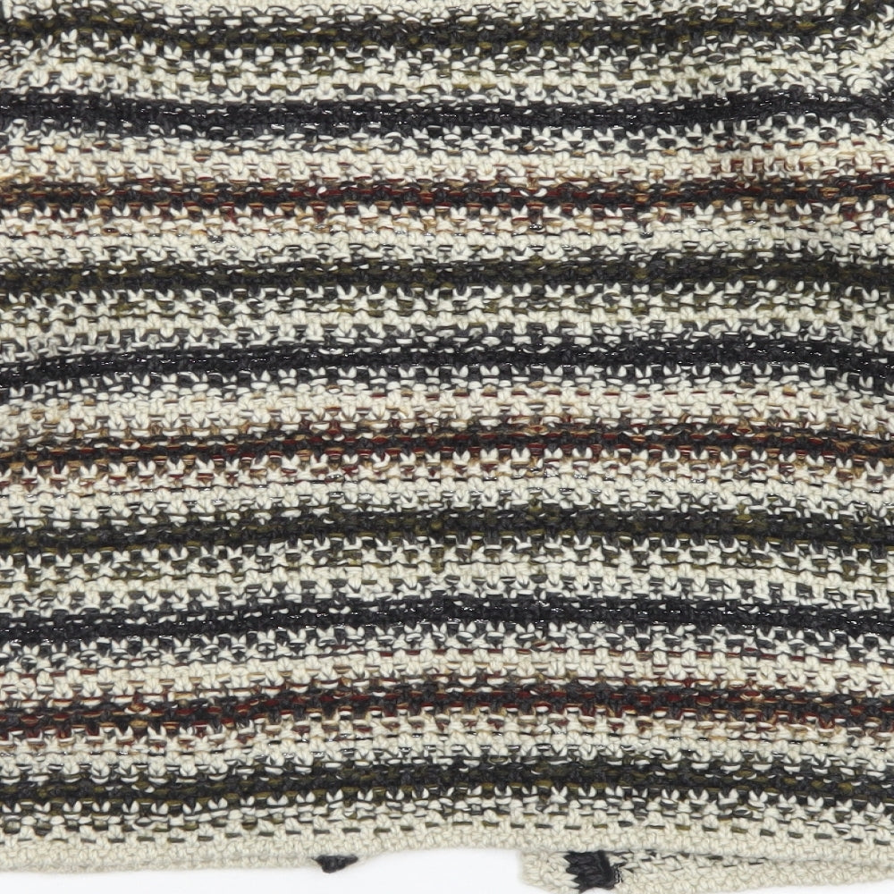 Soon Womens Brown Round Neck Striped Acrylic Cardigan Jumper Size 16