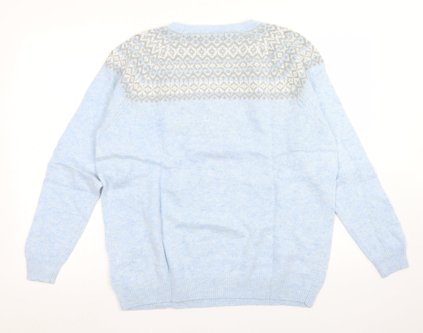 M&S Collection Womens Blue Crew Neck  Viscose Pullover Jumper Size L   - Christmas Jumper