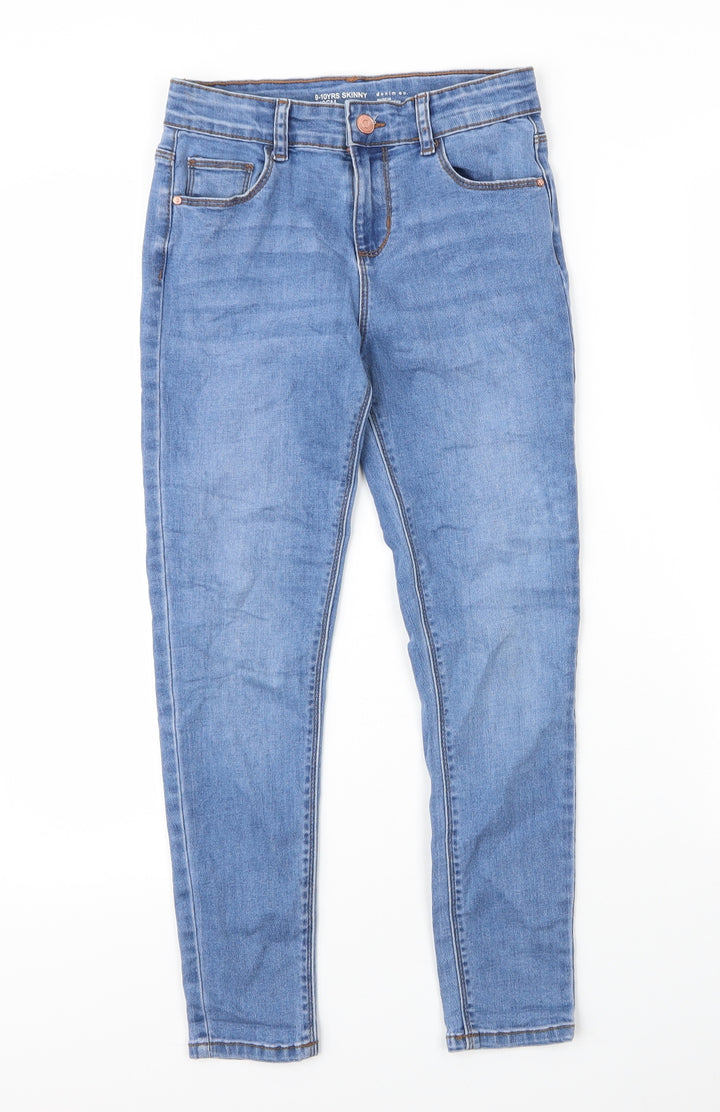Primark Girls Blue  Cotton Skinny Jeans Size 9 Months L22 in Regular Zip