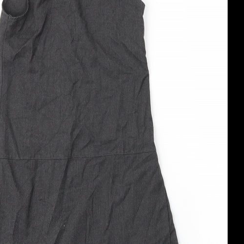 George Girls Grey  Viscose Pinafore/Dungaree Dress  Size 8 Years  Round Neck Zip