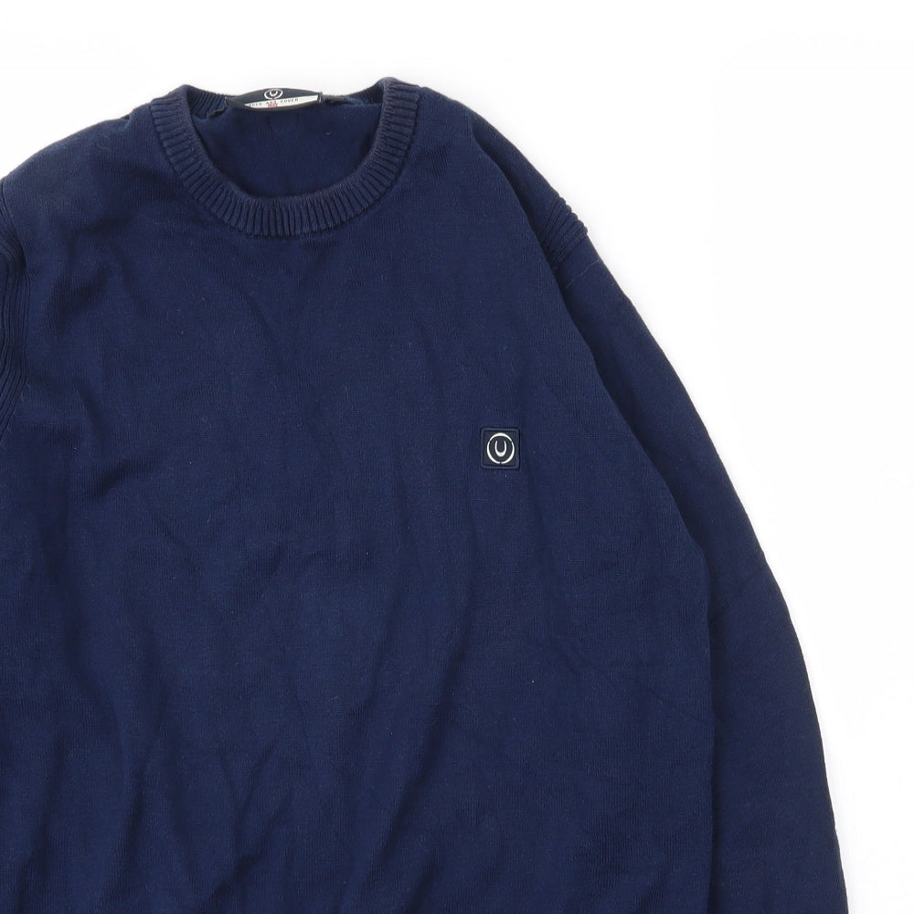 Duck and Cover Mens Blue Round Neck  Cotton Pullover Jumper Size M