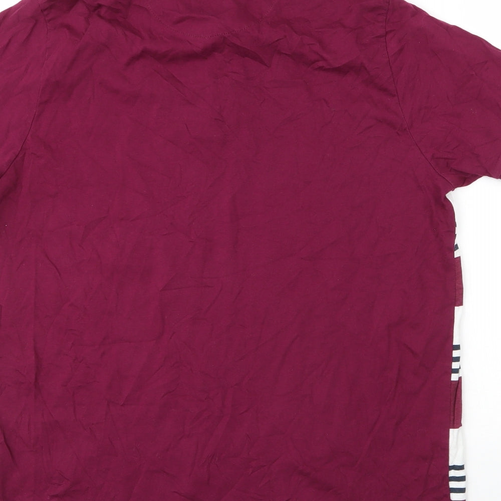 Twisted Soul Mens Purple Striped Cotton  Polo Size L Collared Button