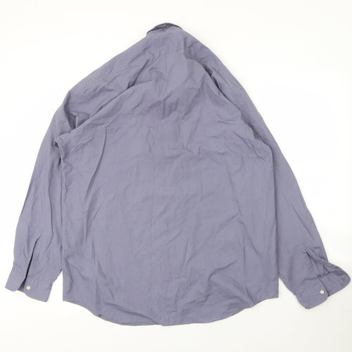 Ambience Mens Blue  Cotton  Button-Up Size 16 Collared Button