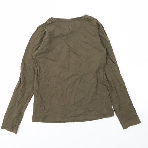 Primark Girls Green  Cotton Basic T-Shirt Size 9 Years Round Neck