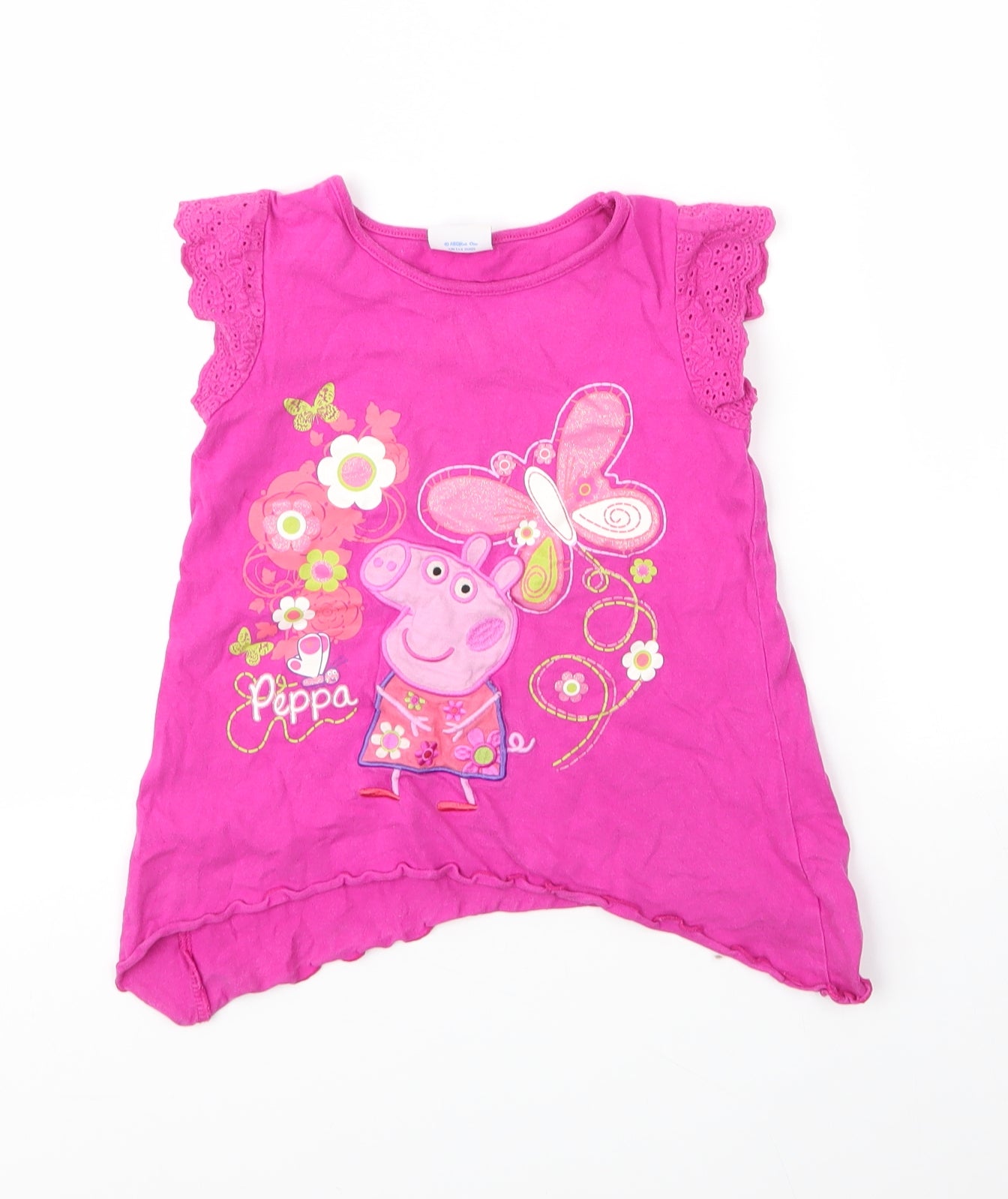 George Girls Pink Floral Cotton Basic Blouse Size 3 Years Round Neck  - Peppa Pig