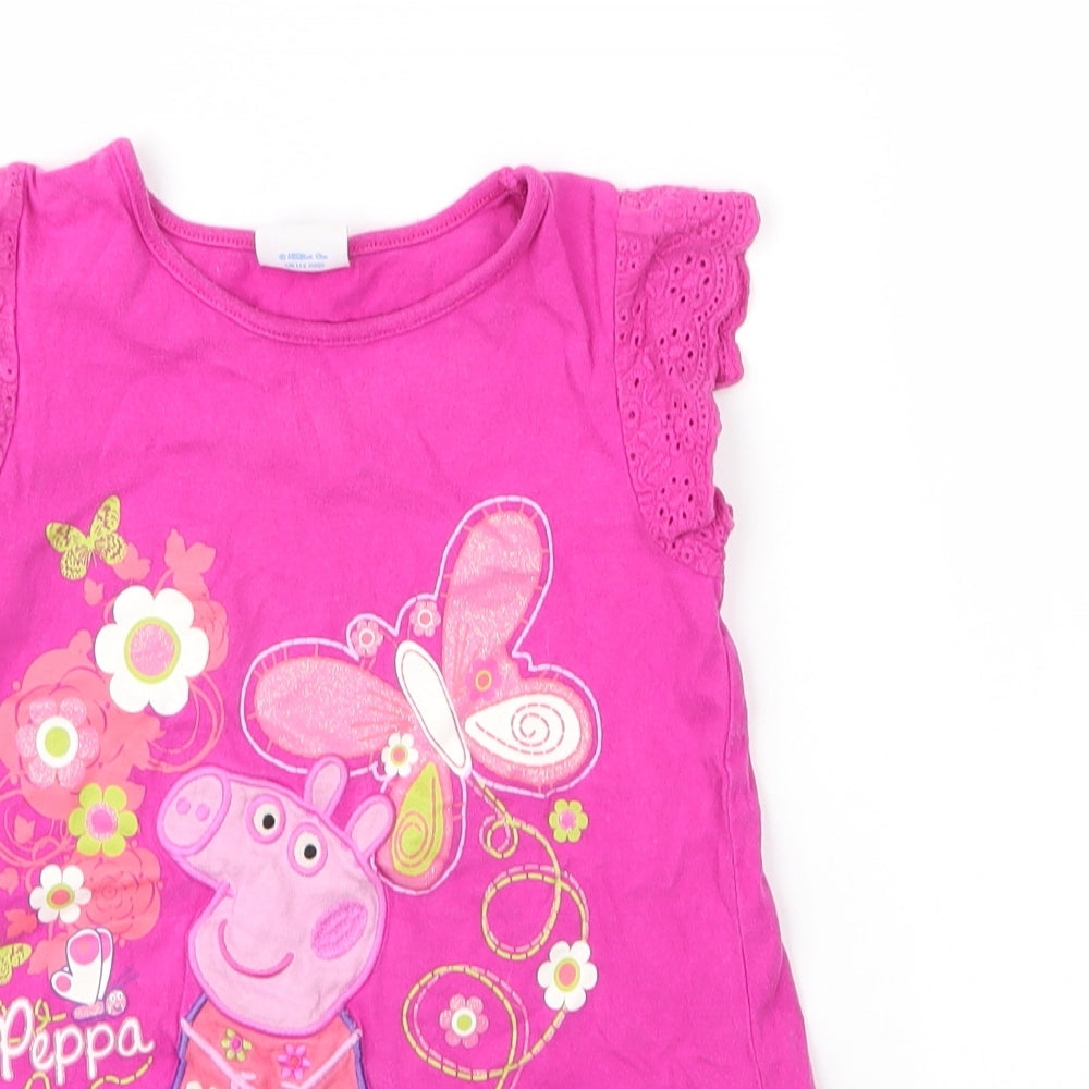George Girls Pink Floral Cotton Basic Blouse Size 3 Years Round Neck  - Peppa Pig
