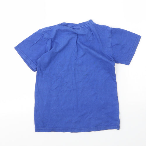 Preworn Boys Blue  Cotton Basic T-Shirt Size 4 Years Round Neck