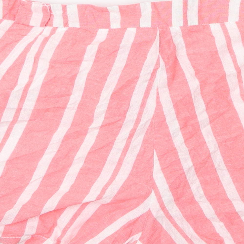 TEX Womens Pink Striped Cotton Paperbag Shorts Size M  Regular Zip