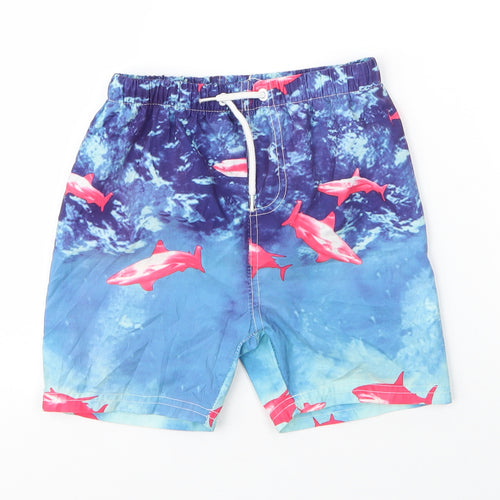 Hullabaloo Boys Blue  Polyester Sweat Shorts Size 5 Years  Regular Drawstring