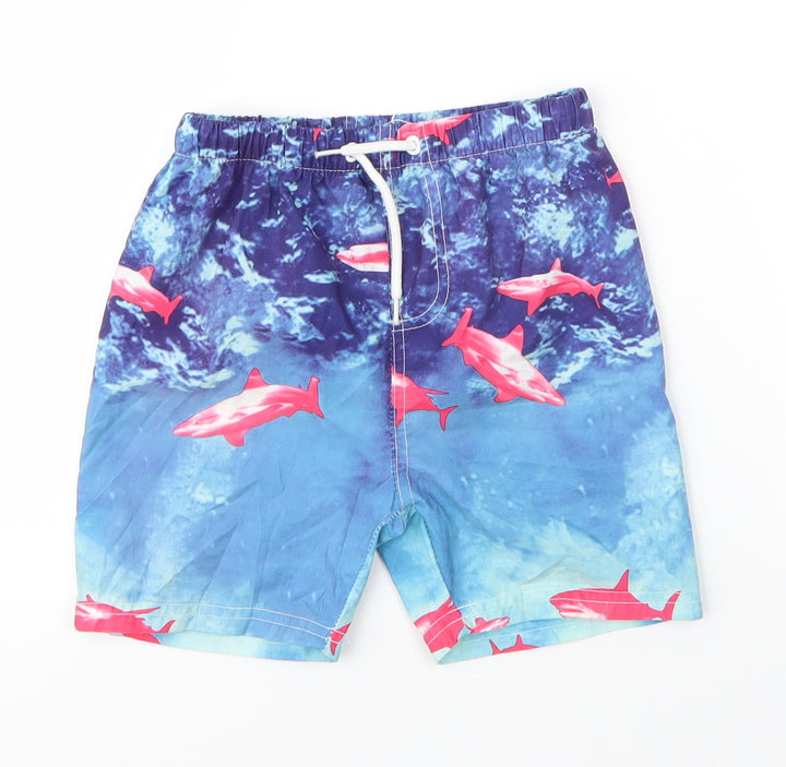 Hullabaloo Boys Blue  Polyester Sweat Shorts Size 5 Years  Regular Drawstring