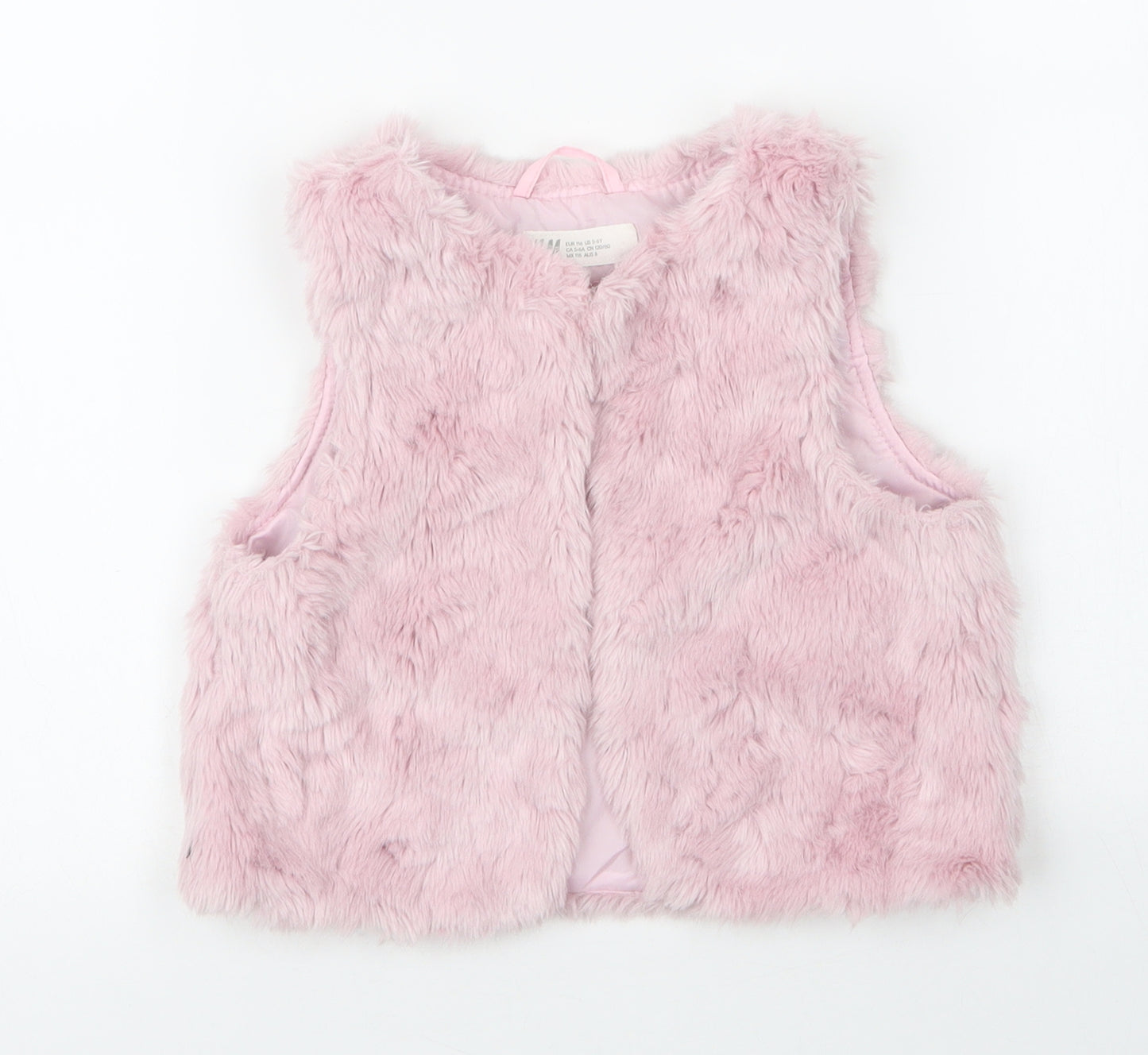 H&M Girls Pink Round Neck  Modacrylic Cardigan Jumper Size 5 Years  Hook & Eye