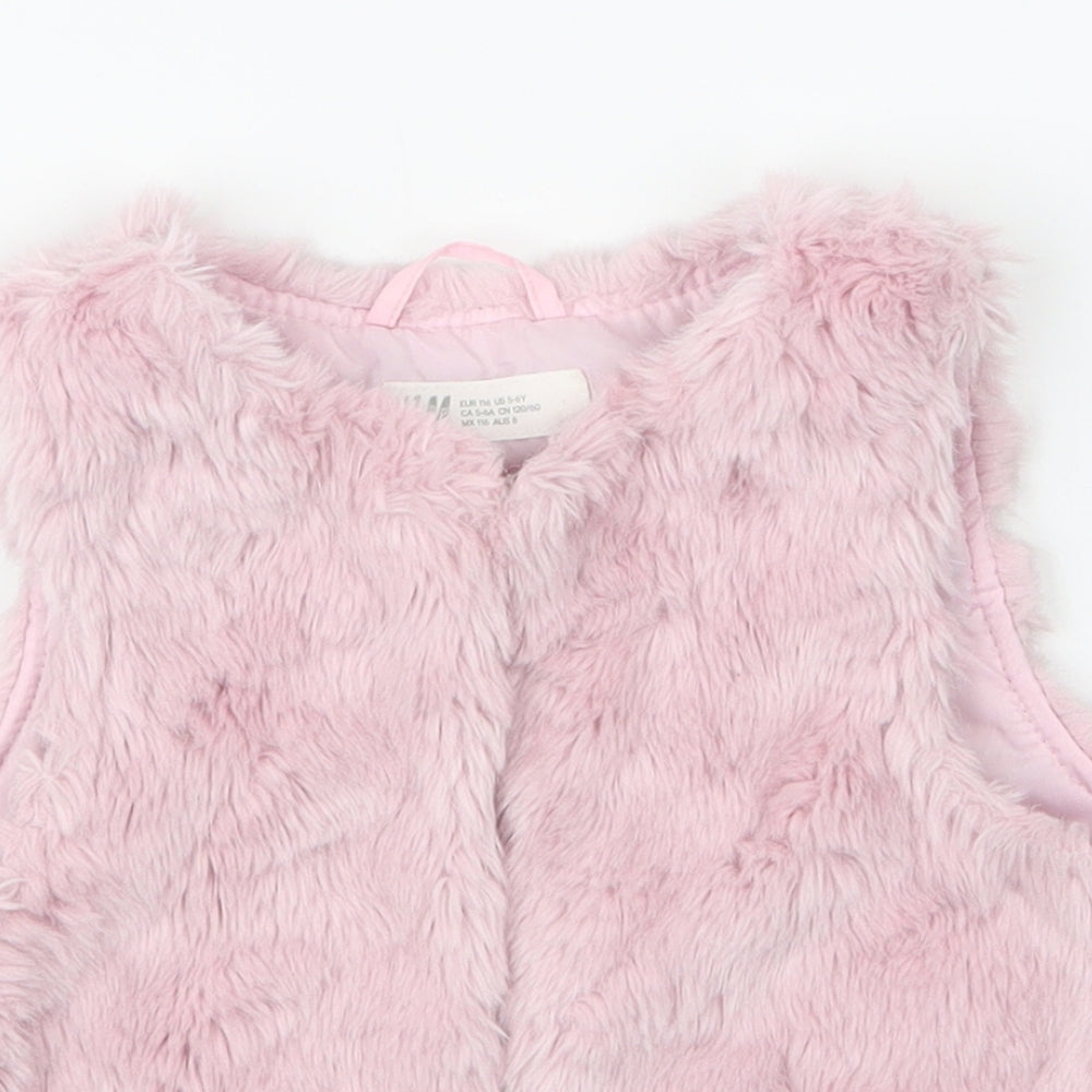 H&M Girls Pink Round Neck  Modacrylic Cardigan Jumper Size 5 Years  Hook & Eye