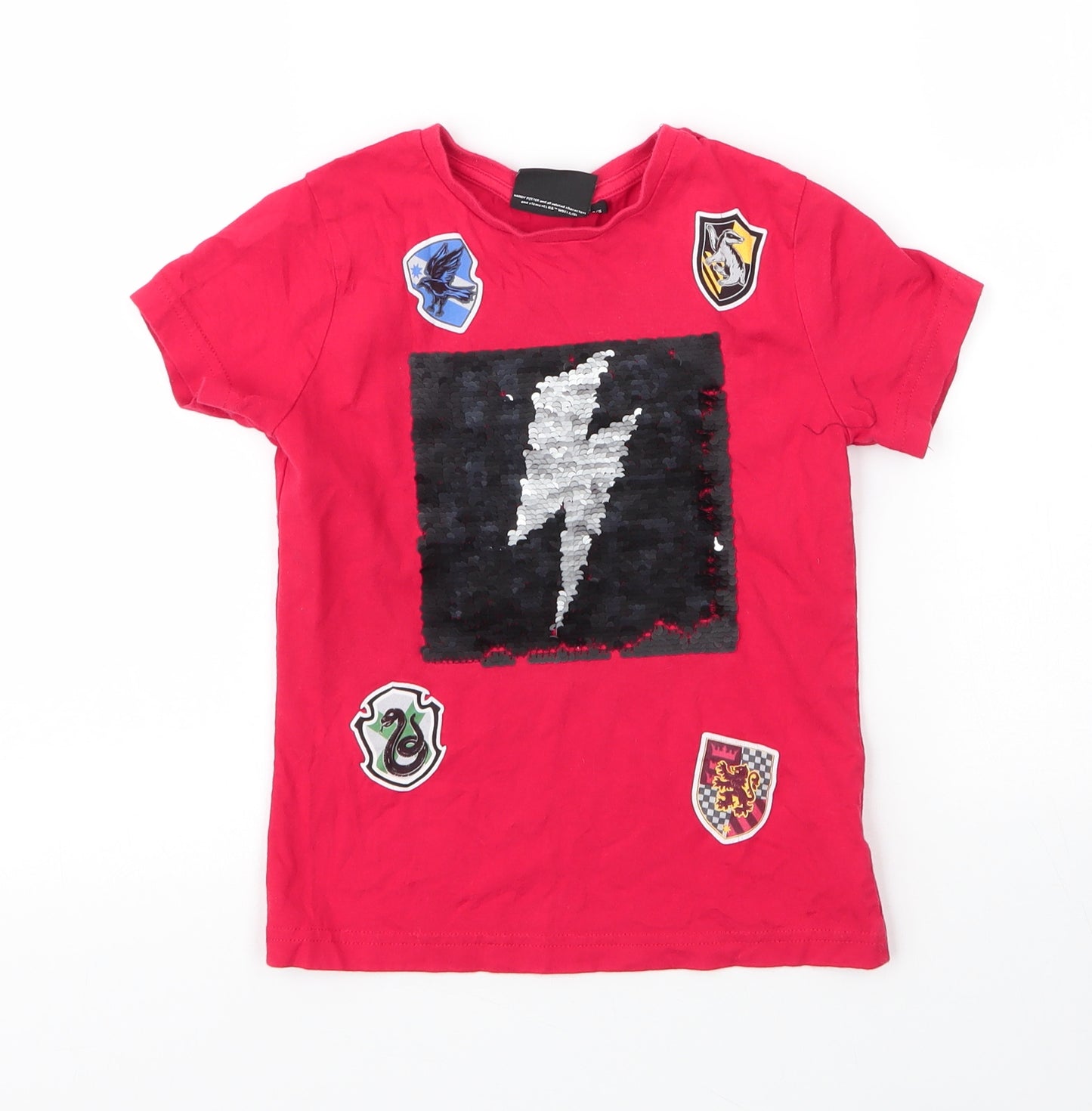 Primark Boys Red  Cotton Basic T-Shirt Size 4 Years Round Neck  - Harry Potter