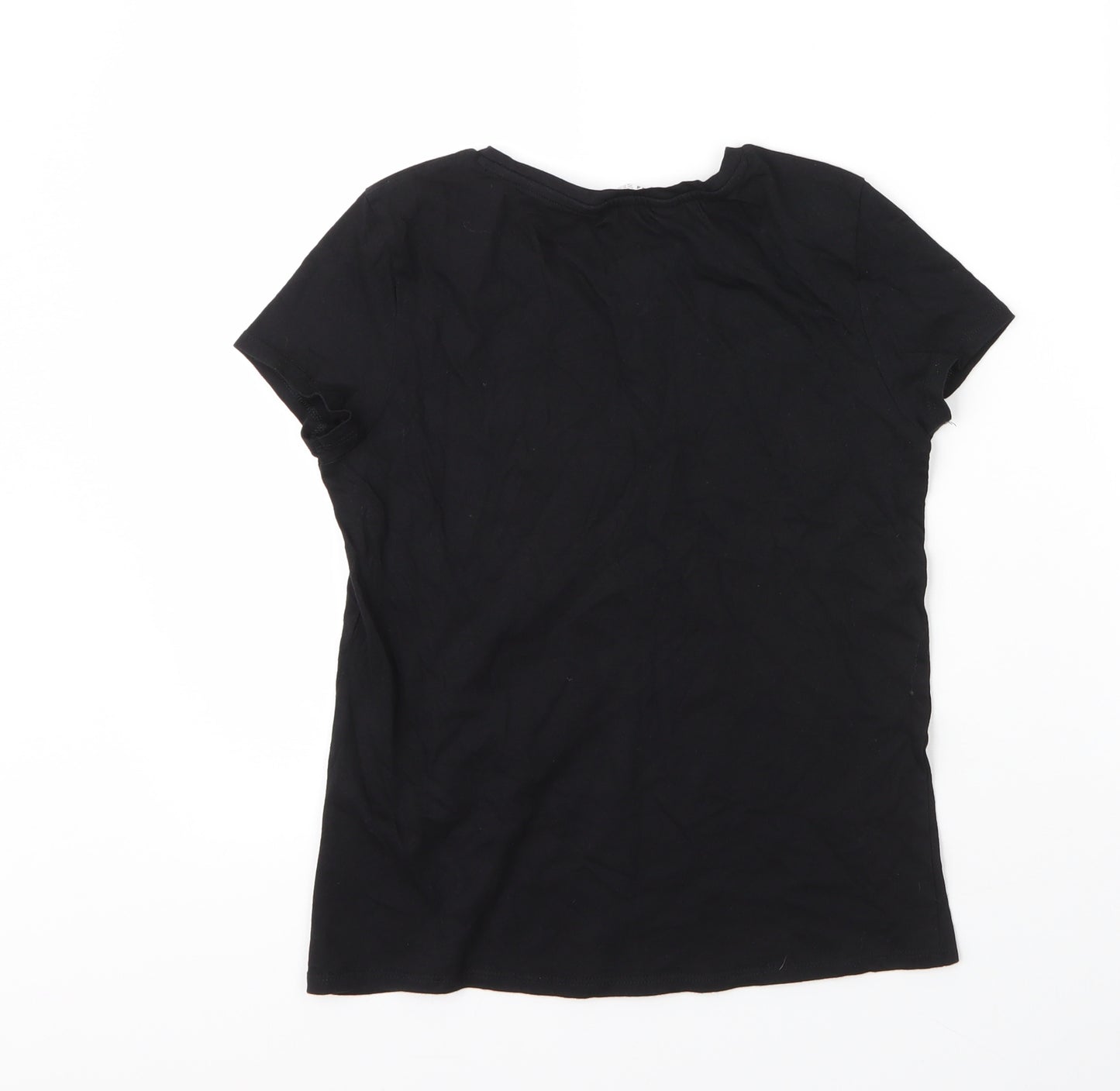 H&M Girls Black  Cotton Basic T-Shirt Size 13 Years Round Neck  - Nasa