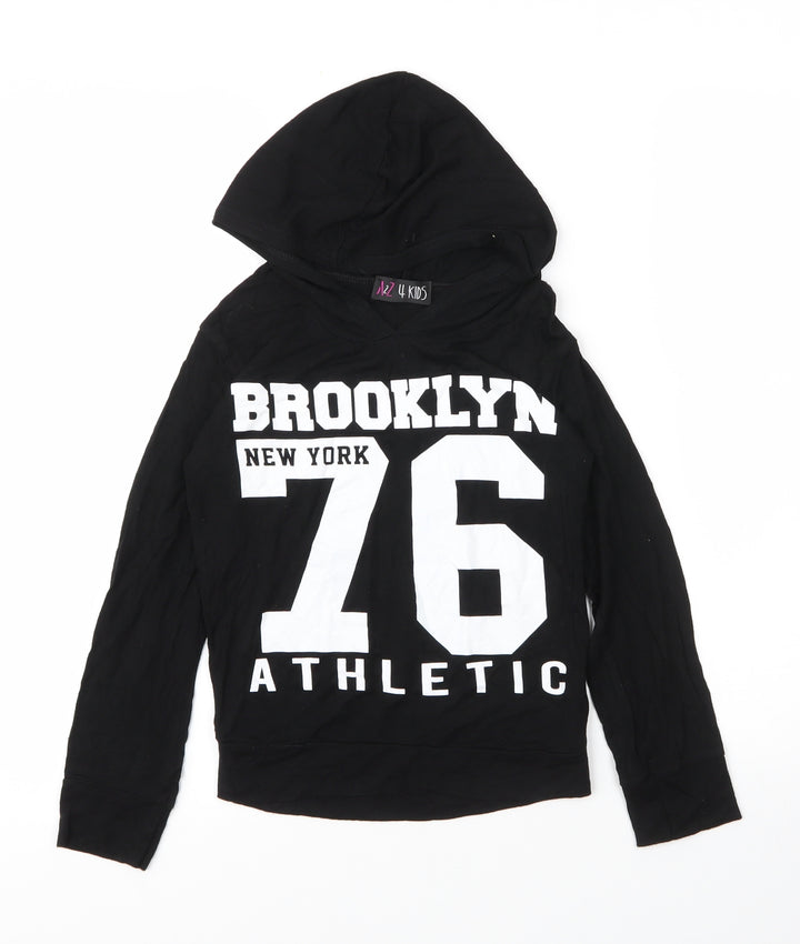 A to Z 4 Kids Girls Black Viscose Pullover Hoodie Size 11 Years