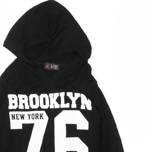 A to Z 4 Kids Girls Black  Viscose Pullover Hoodie Size 11 Years