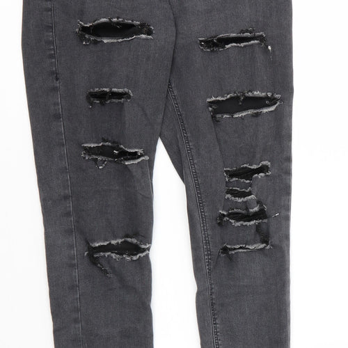 Topshop Womens Grey  Cotton Skinny Jeans Size 28 in L28 in Regular Zip