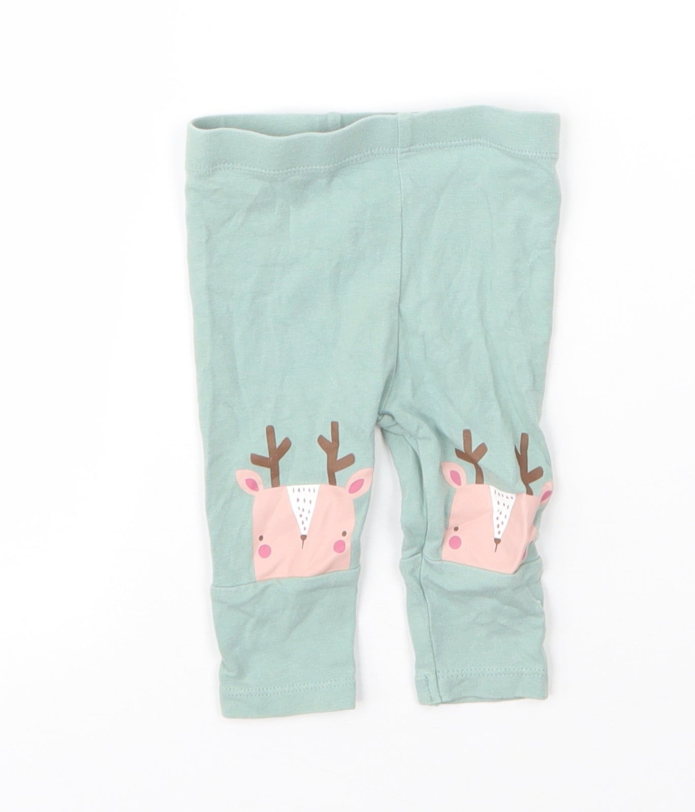 TU Girls Green  Cotton Capri Leggings Size 3-6 Months